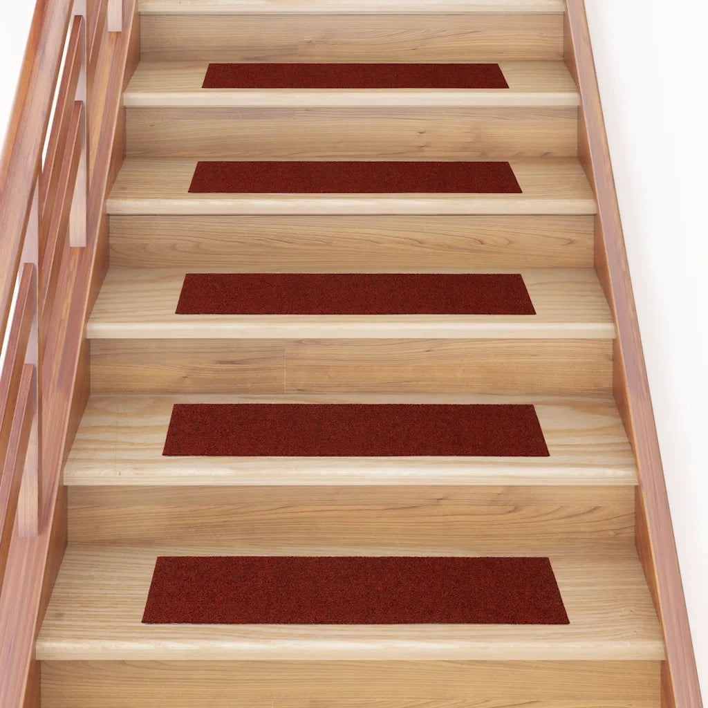 Tappetini per scale autoadesivi 30 pz 76x20 cm Bordeaux Rosso Rettangolari 3365725