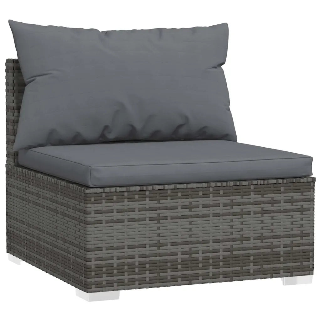 Set Divani da Giardino 7 pz con Cuscini in Polyrattan Grigio 3102333