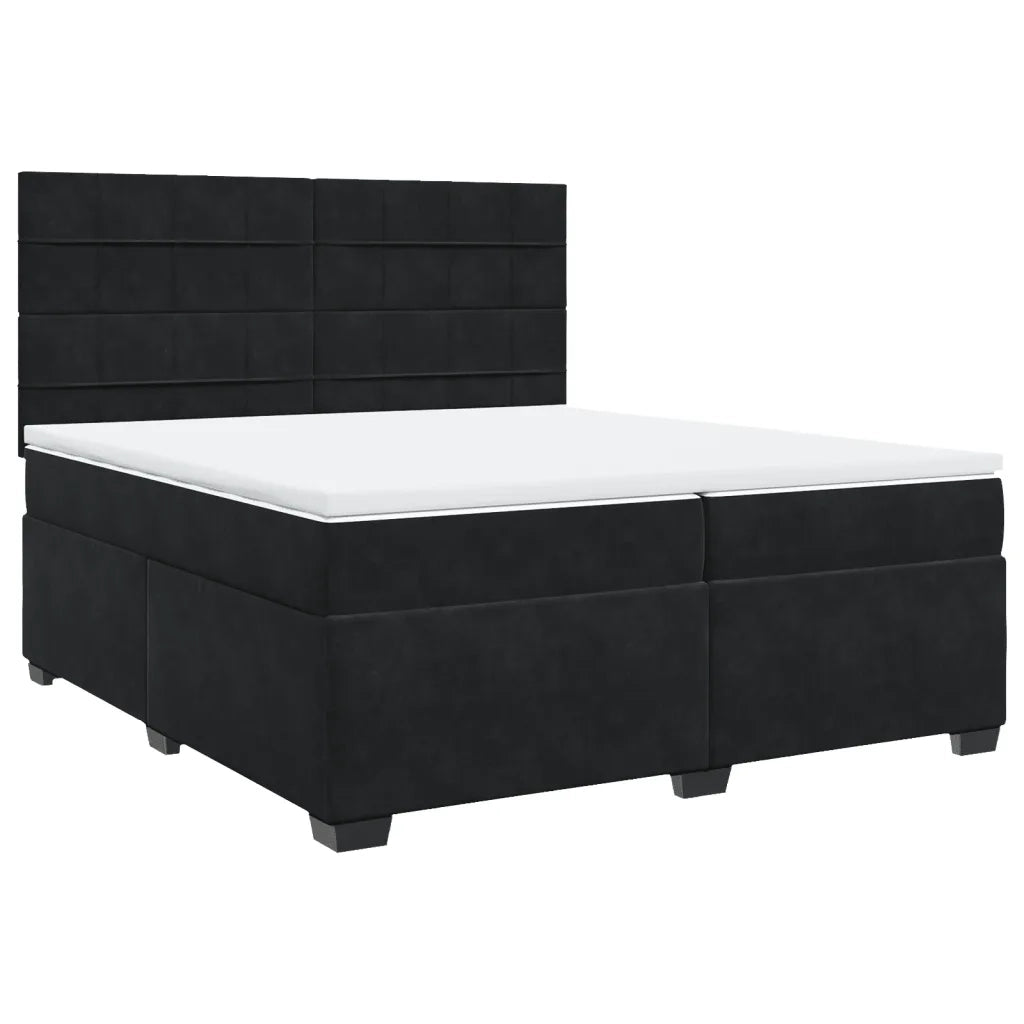 Giroletto a Molle con Materasso Nero 200x200 cm in Velluto