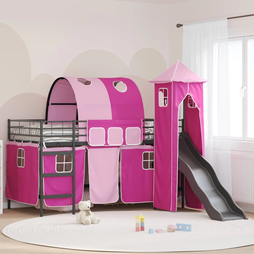 Struttura del letto loft per bambini Nero e rosa 100 x 200 cm 42020890