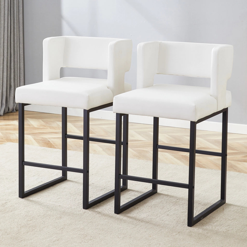 Sedia da Pranzo Nordic Set 2 Pezzi ¨C Xylo ¨C Bianco, Gambe in Metallo Nero, Design Moderno
