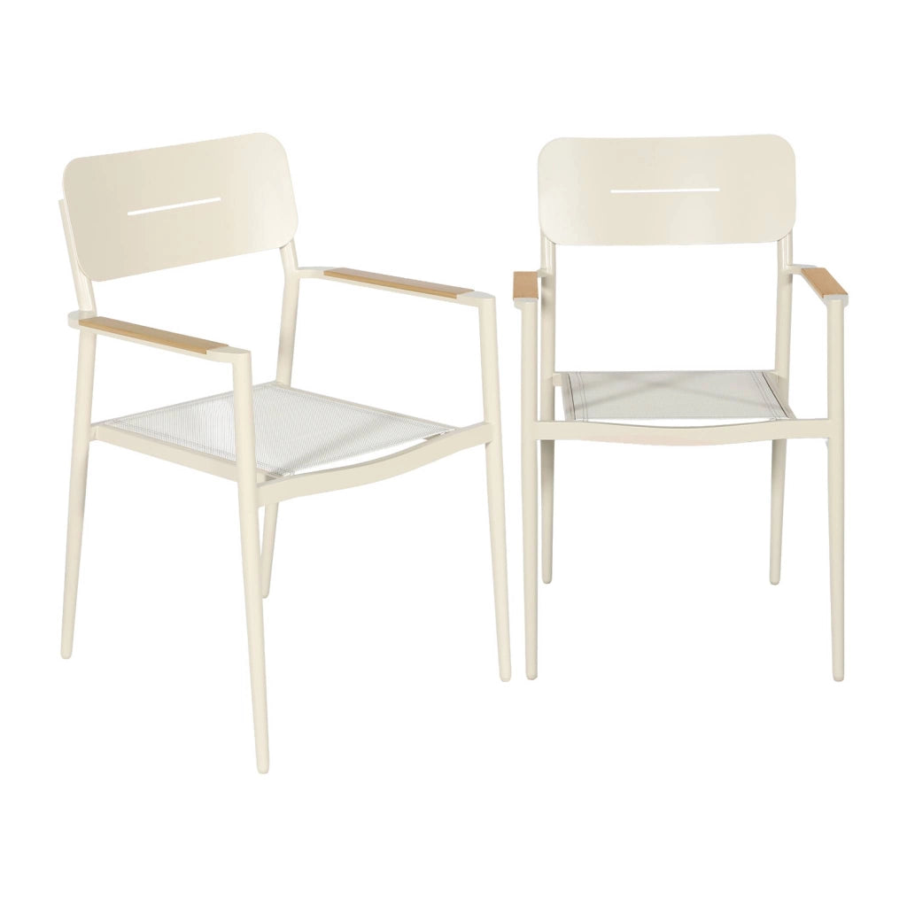 Set 2 sedie da giardino in alluminio e textilene, beige