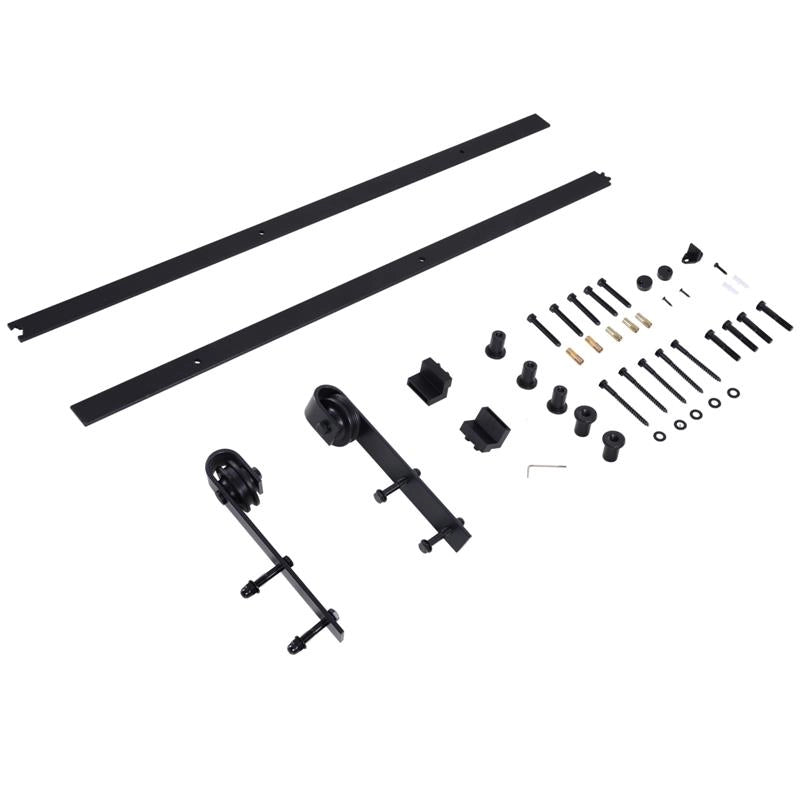 KIT MONTAGGIO PER PORTE SCORREVOLI CON BINARIO E ACCESSORI IN  ACCIAIO AL CARBONIO, 200X4X0.6CM