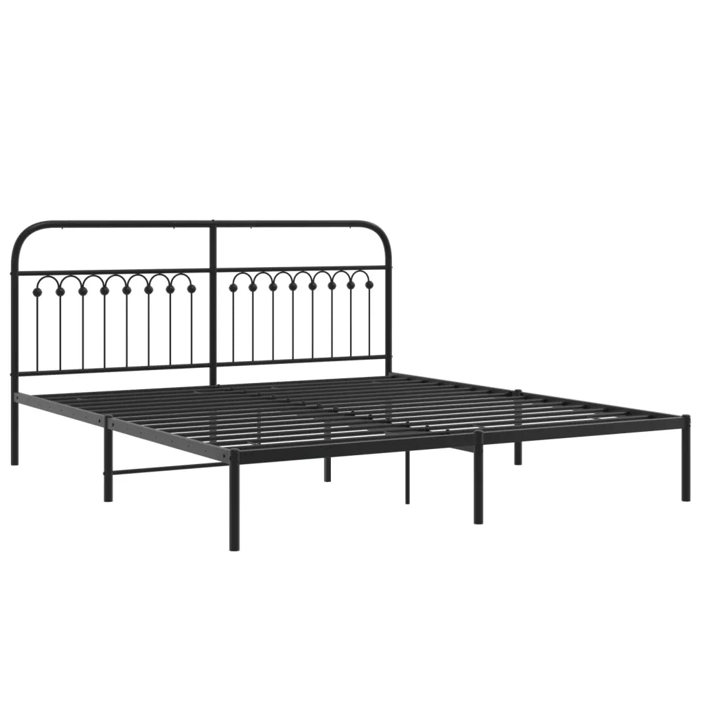 Letto matrimoniale | Letto per adulti | Giroletto con Testiera in Metallo Nero 183x213 cm