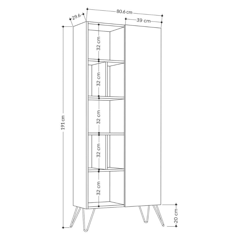 Libreria con anta Jedda colore bianco 80,6x191