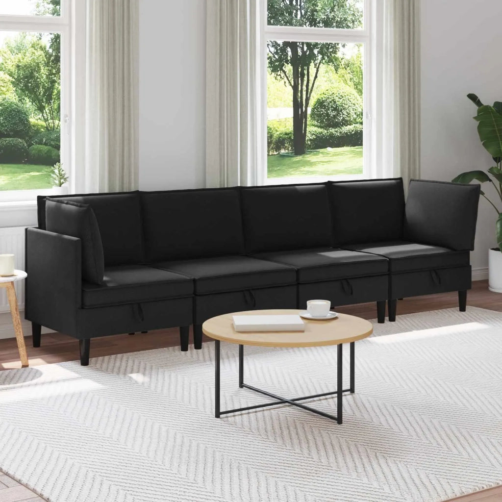 Set di mobili per il soggiorno 4 pcs Nero Tessuto 3413809