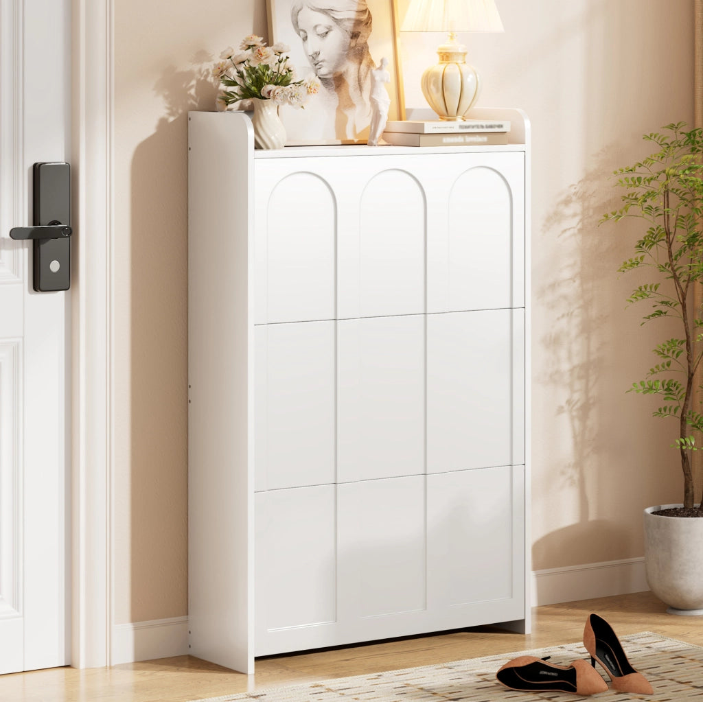 Scarpiera salvaspazio 70x25x120 cm con 6 ripiani in MDF bianca HOMVRA
