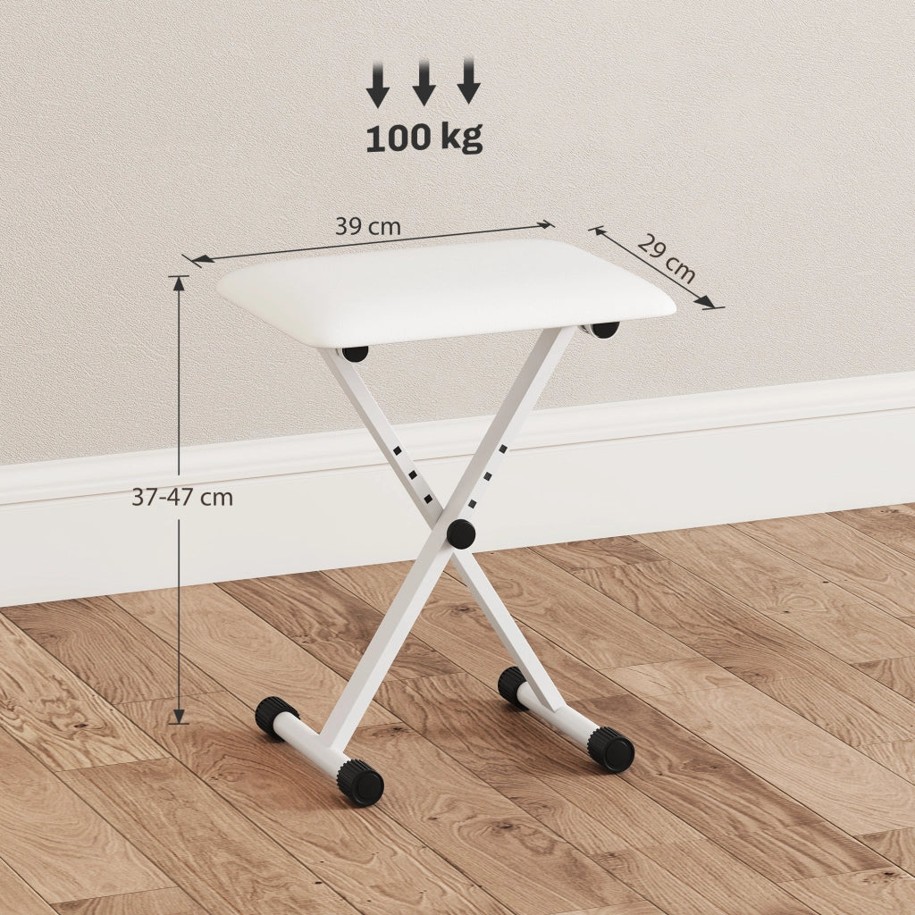 Sgabello da Pianoforte Regolabile Pieghevole ¨C Minimal ¨C 39x29x37-47 cm Bianco