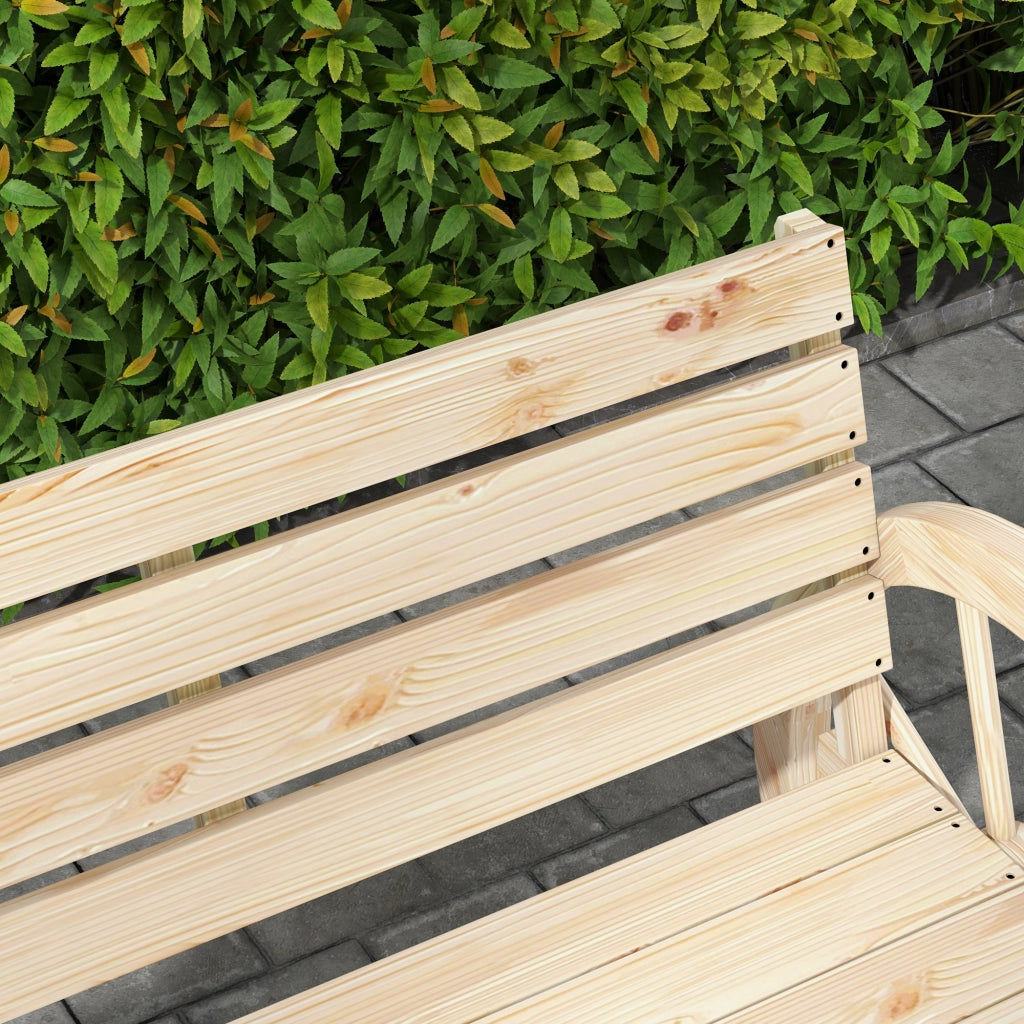 Panchina Da Giardino 2 Posti Con Schienale Alto In Legno Naturale Stile Rustico Portata 240 Kg