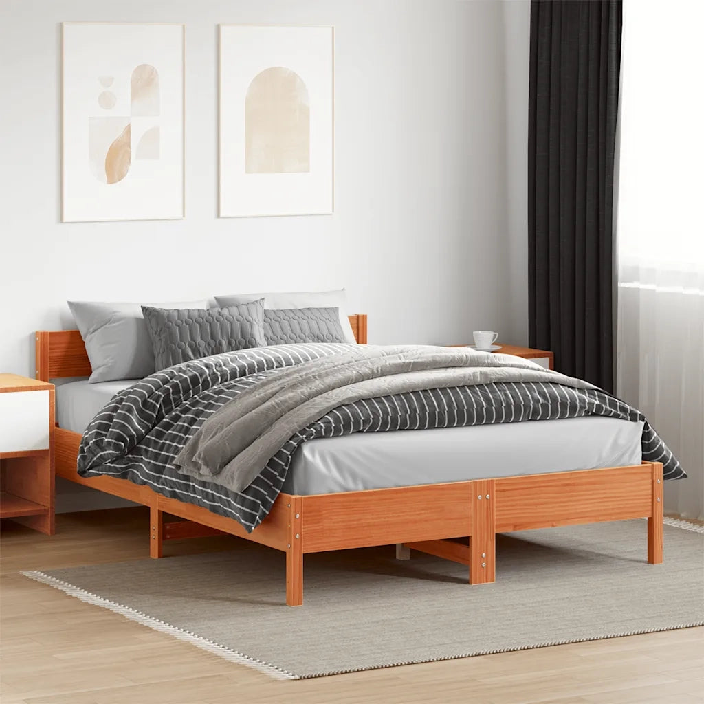 Letto matrimoniale | Letto per adulti | Letto senza Materasso Marrone Cera 120x200 cm in Legno di Pino