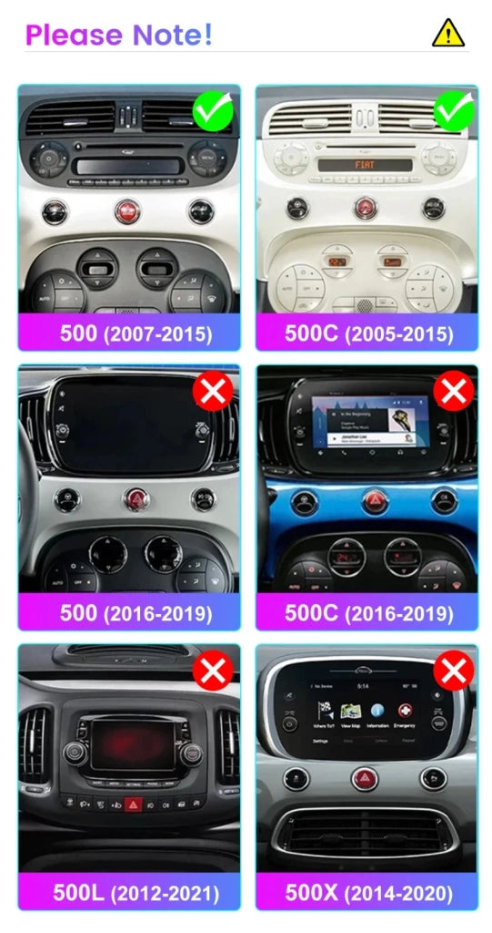 Autoradio Fiat 500 Abarth 2007-2015 Android 13 schermo multimediale Stereo GPS