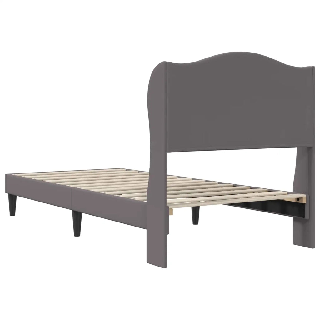 Struttura del letto con testiera-Giroletto Grigio 90 x 190 cm Similpelle 799347