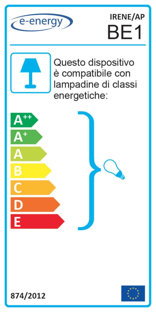 Applique 1xE14 Montatura Marrone Vetro Nuvolato Paglierino E-Energy Irene