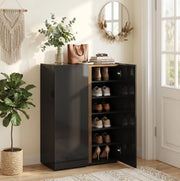 Scarpiera a 6 livelli con ante soft-close, nera