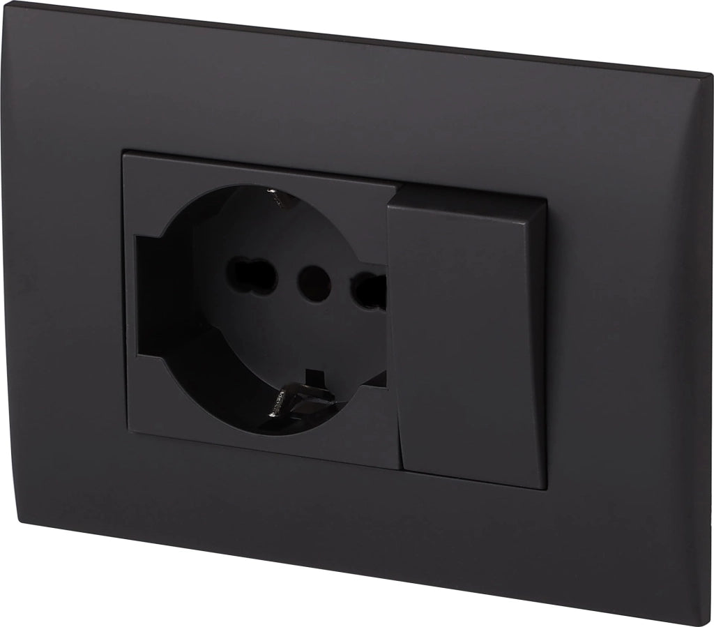 Placca Precomposta 2212 Electraline Nero 220 V 2 Pezzi