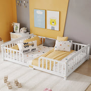 Letto a pavimento per bambini 140x200 cm con sponde in pino bianco HOMVRA