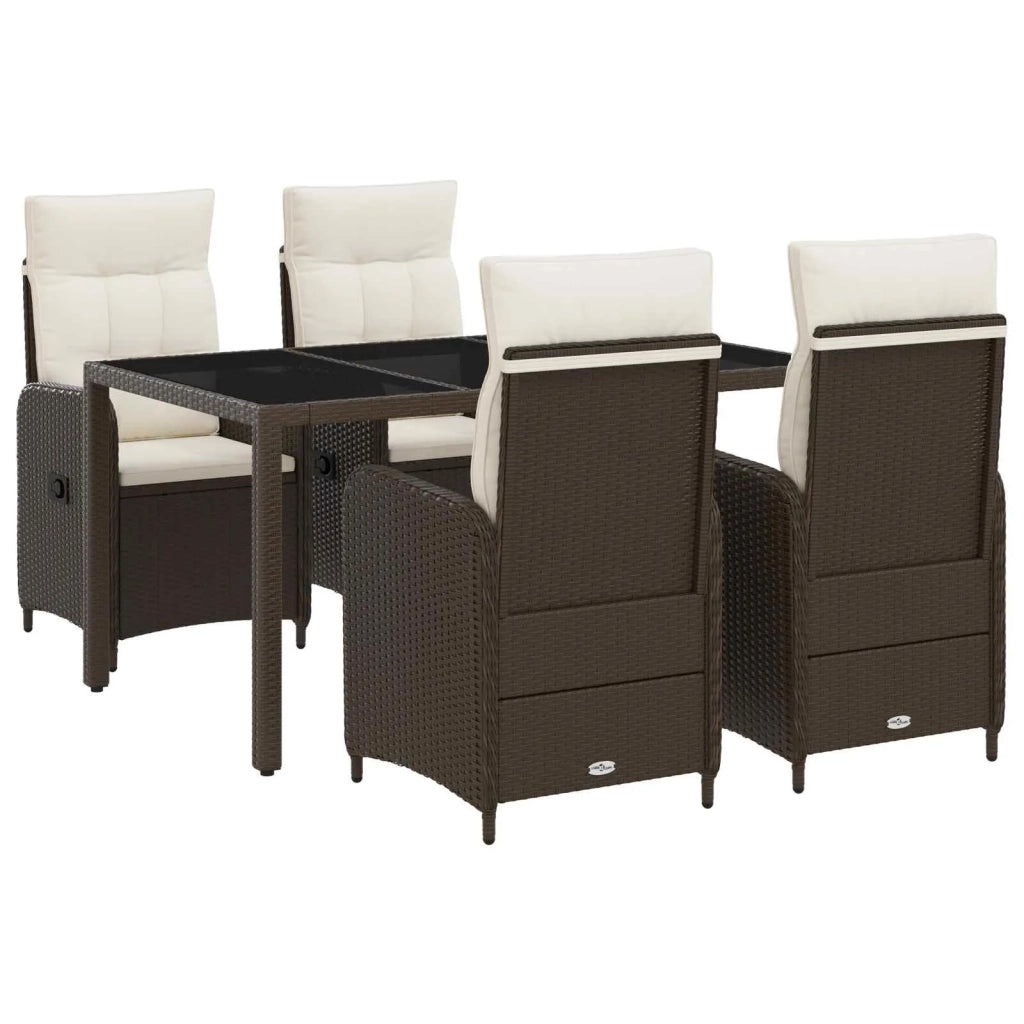Set da pranzo per esterni 5 pz Marrone e Bianco Crema 3422314
