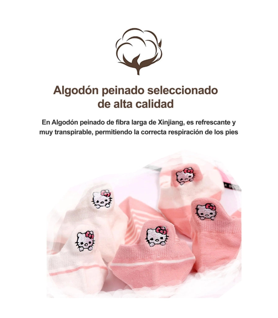 Calzini Bassi in Cotone con Gatti Ricamati | Gattini sul Tallone | Taglia Unica 35–40 EU