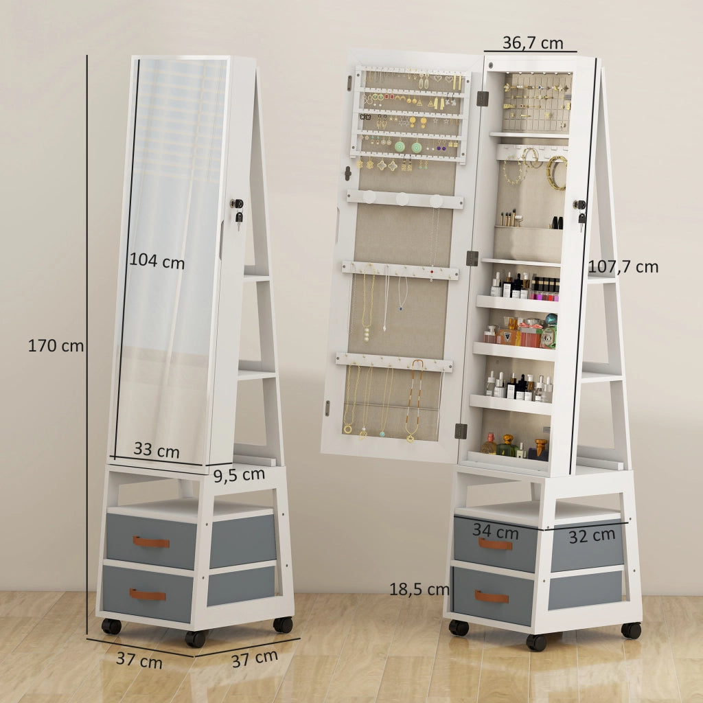Cassettiera con Specchio e Luci LED ¨C Minimal ¨C Bianco