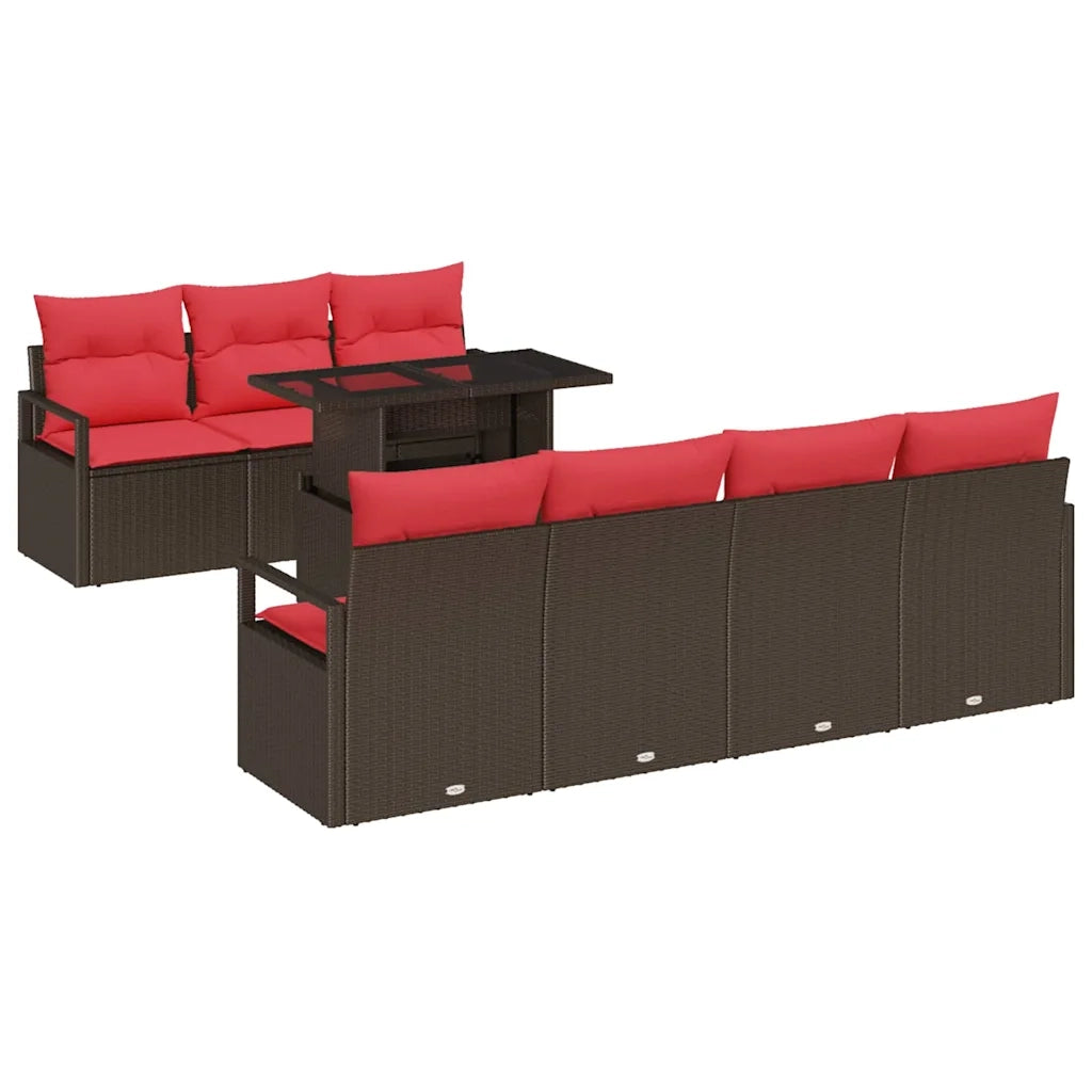 Set Divano da Giardino 8 pcs Marrone Poly Rattan 3357507