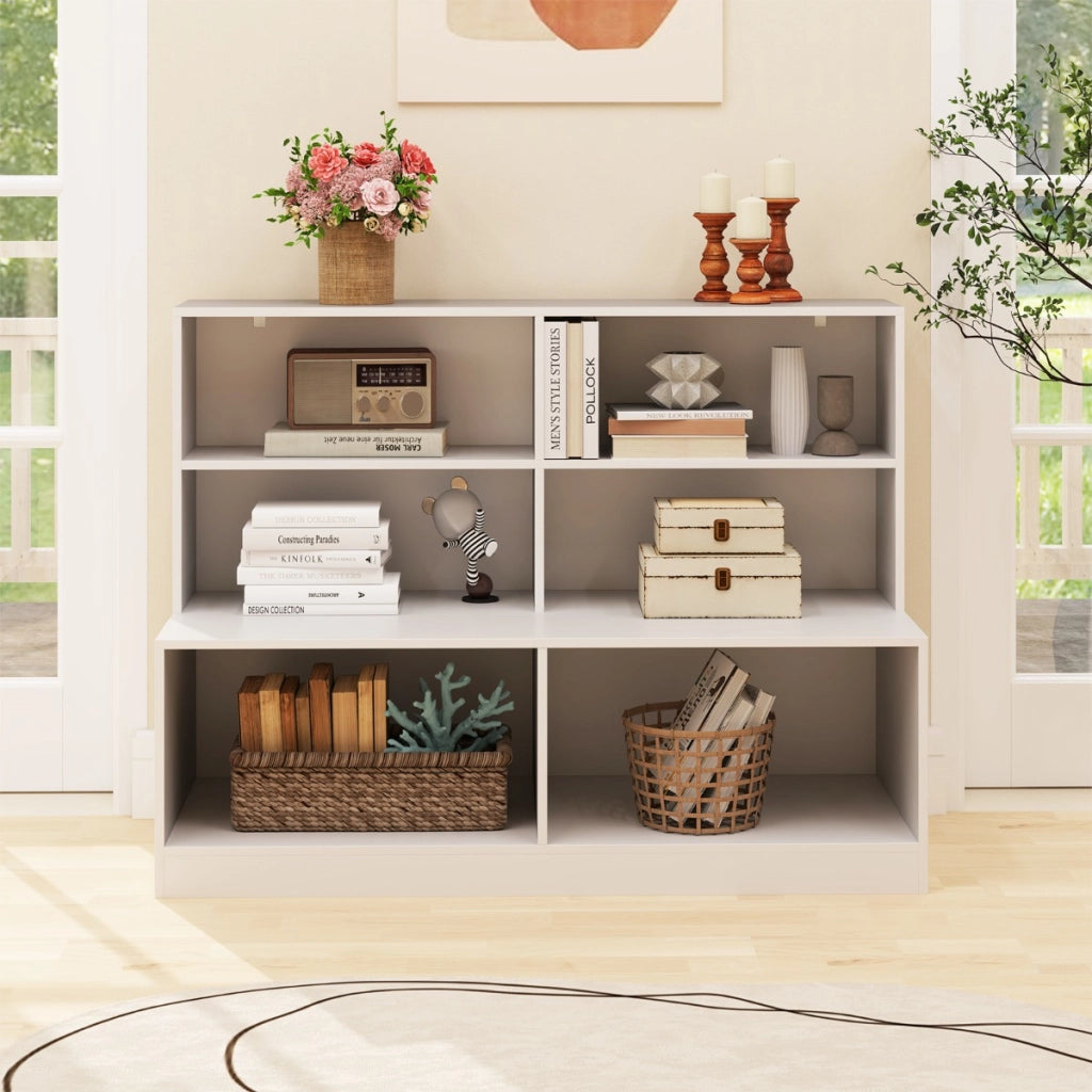 Scarpiera da ingresso di armadio e panchina 2-in-1 per soggiorno, Scarpiera da ingresso con 6 cubi e 2 kit antiribaltamento Bianco-Scarpiere
