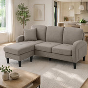 Divano angolare modulare 3 posti con chaise longue grigio scuro