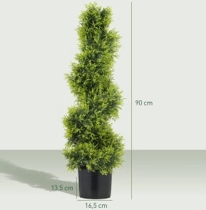 Cipresso artificiale spiralato 90 cm in plastica verde per interno ed esterno