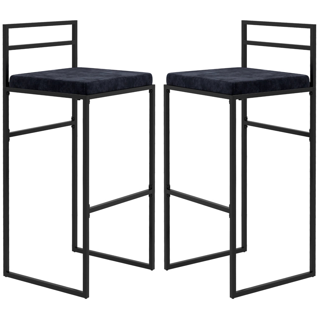 Sgabello da bar ¨C zephmum ¨C nero velluto 74 cm