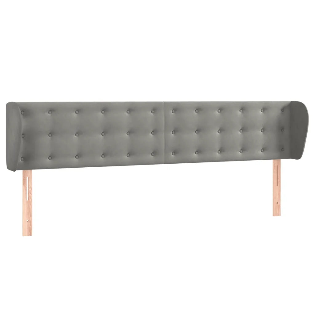 Testiera | Testata ad Orecchio Grigio Chiaro 203x23x78/88 cm in Velluto