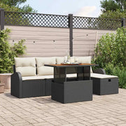 Set Divano da Giardino con cuscino 6 pcs Nero polyrattan 3359960