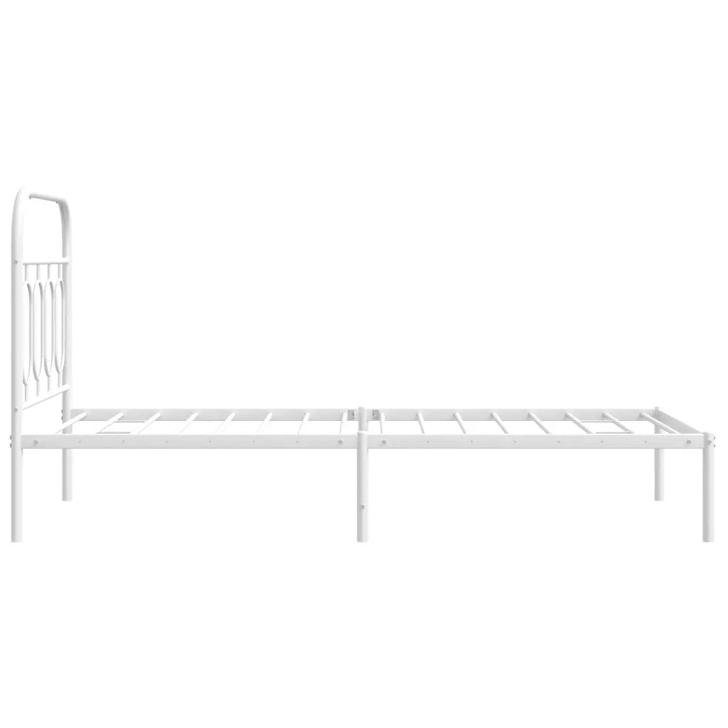 Letto singolo | Letto per adulti | Giroletto con Testiera Metallo Bianco 80x200 cm