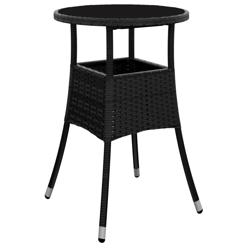 Set Bistr¨° da Giardino 3 pz | Set Salotto da Giardino con Cuscini in Polyrattan Nero