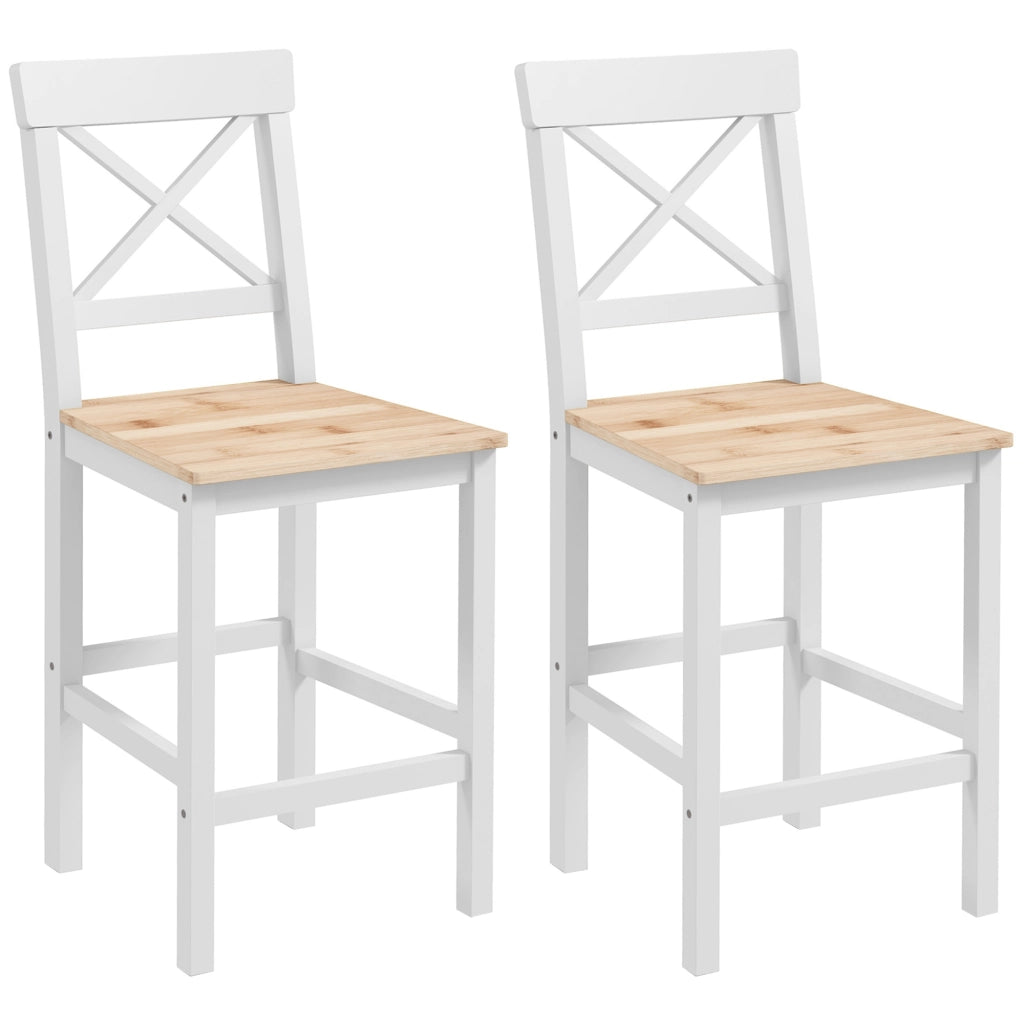 Set 2 sgabelli da bar ¨C Minimal ¨C bianco e legno naturale 41x46x97,5cm