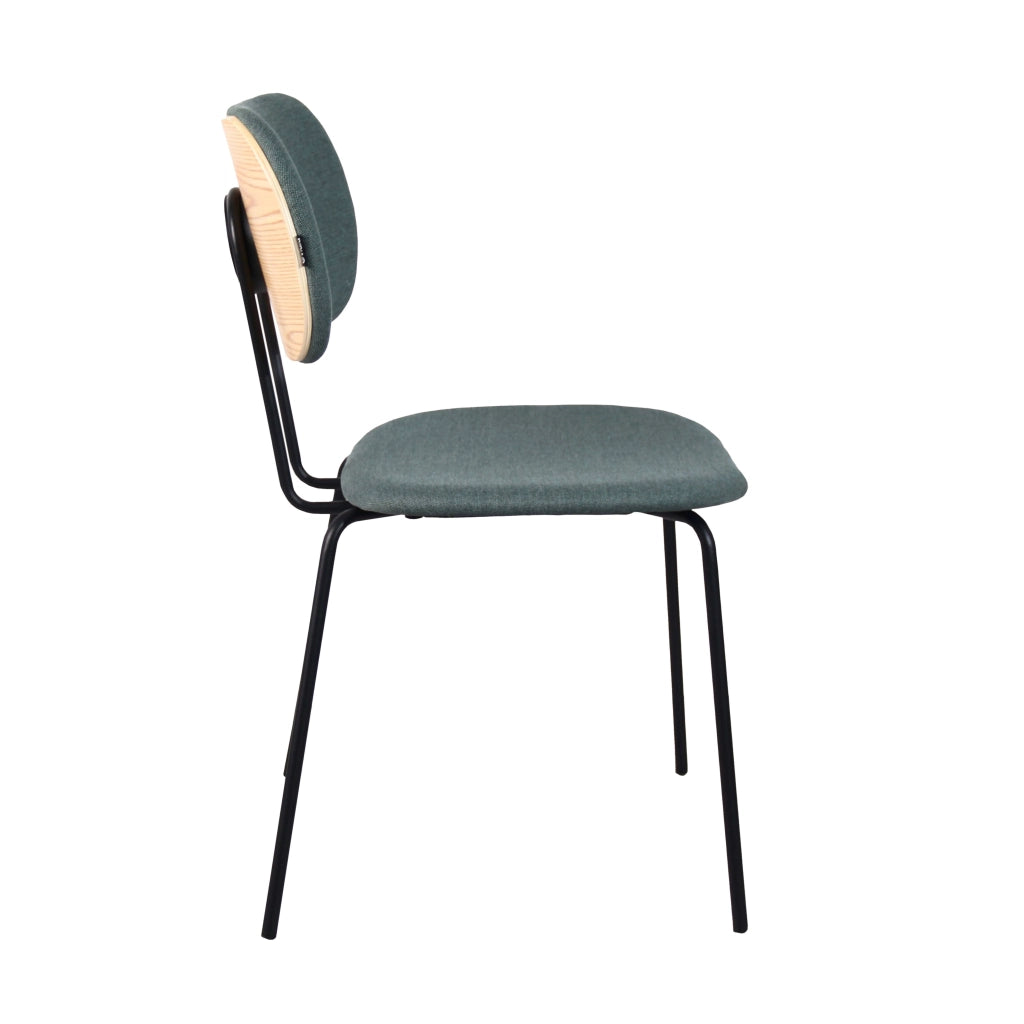 Oviala - Set di 2 sedie di design in acciaio e legno verde scuro