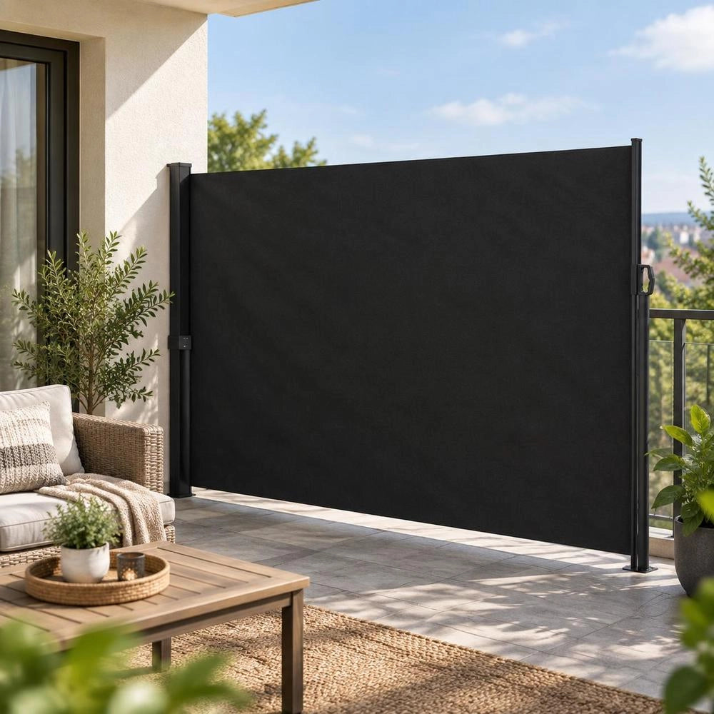 Extendable Side Awning, Black, 220x600 Cm