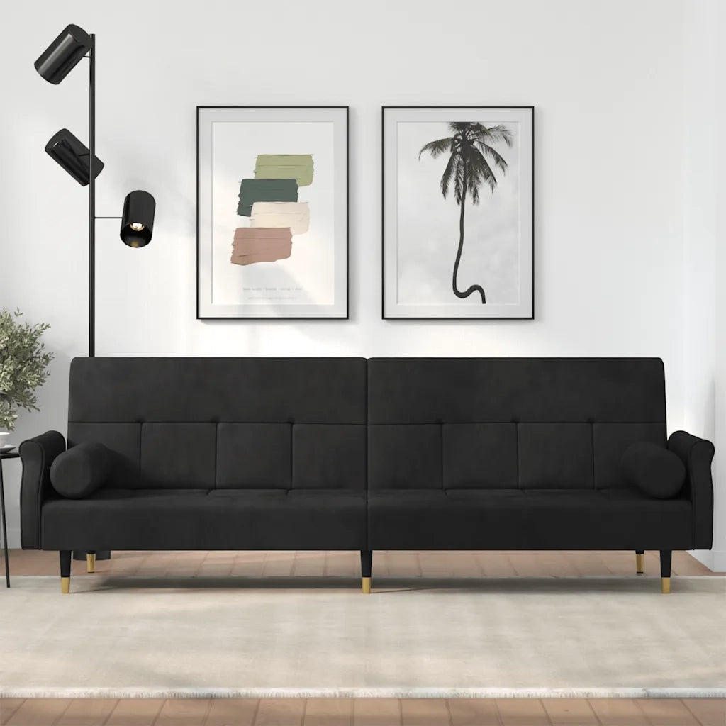 Divano letto | Sof¨¤ letto | Letto singolo con Cuscini Nero in Velluto