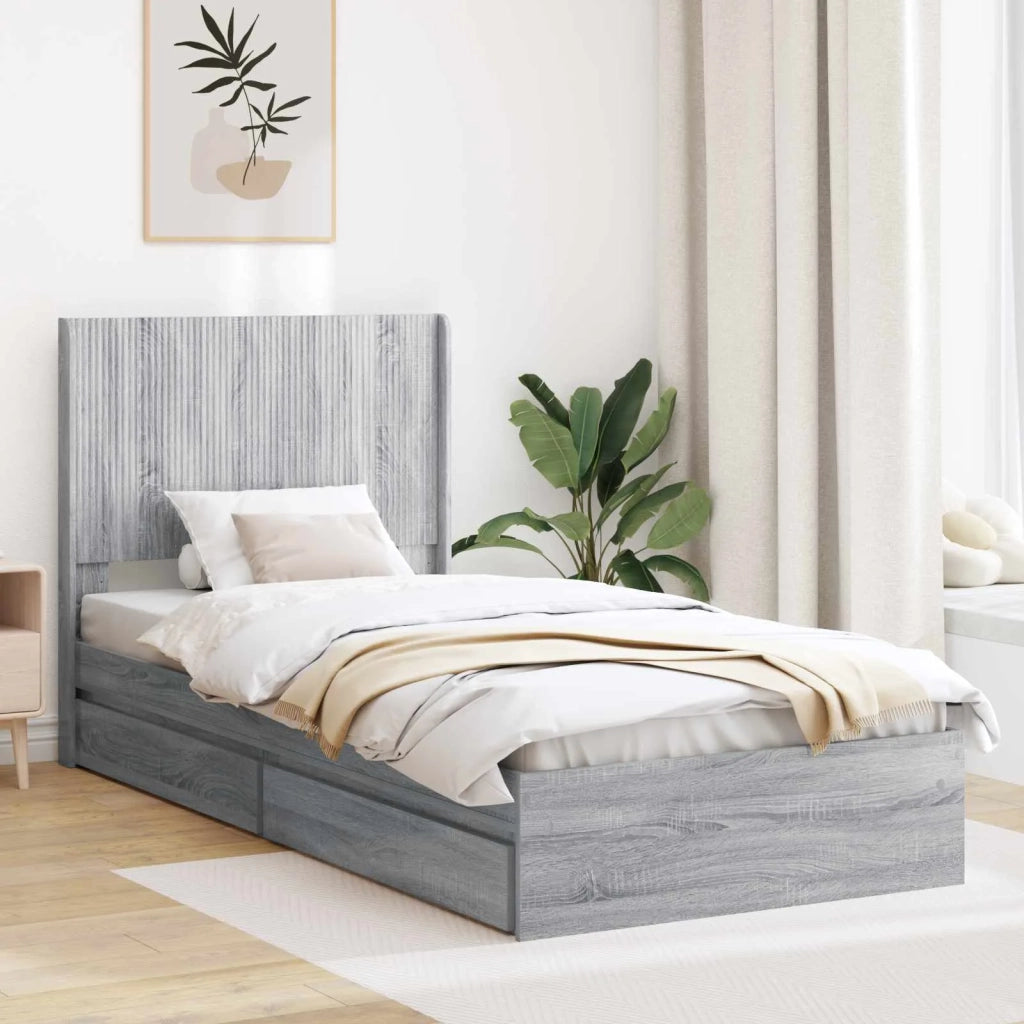 Struttura del letto con stoccaggio e testata Grigio Sonoma 3414060