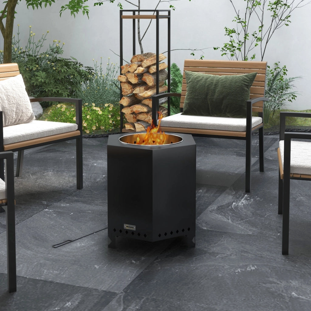 Braciere per esterno ¨C Minimal ¨C Argento Nero 45x39x47 cm