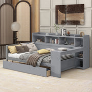 Letto singolo 90 ¡Á 200 cm con scrivania prese USB e ricarica 2 cassetti pannelli di particelle e MDF grigio