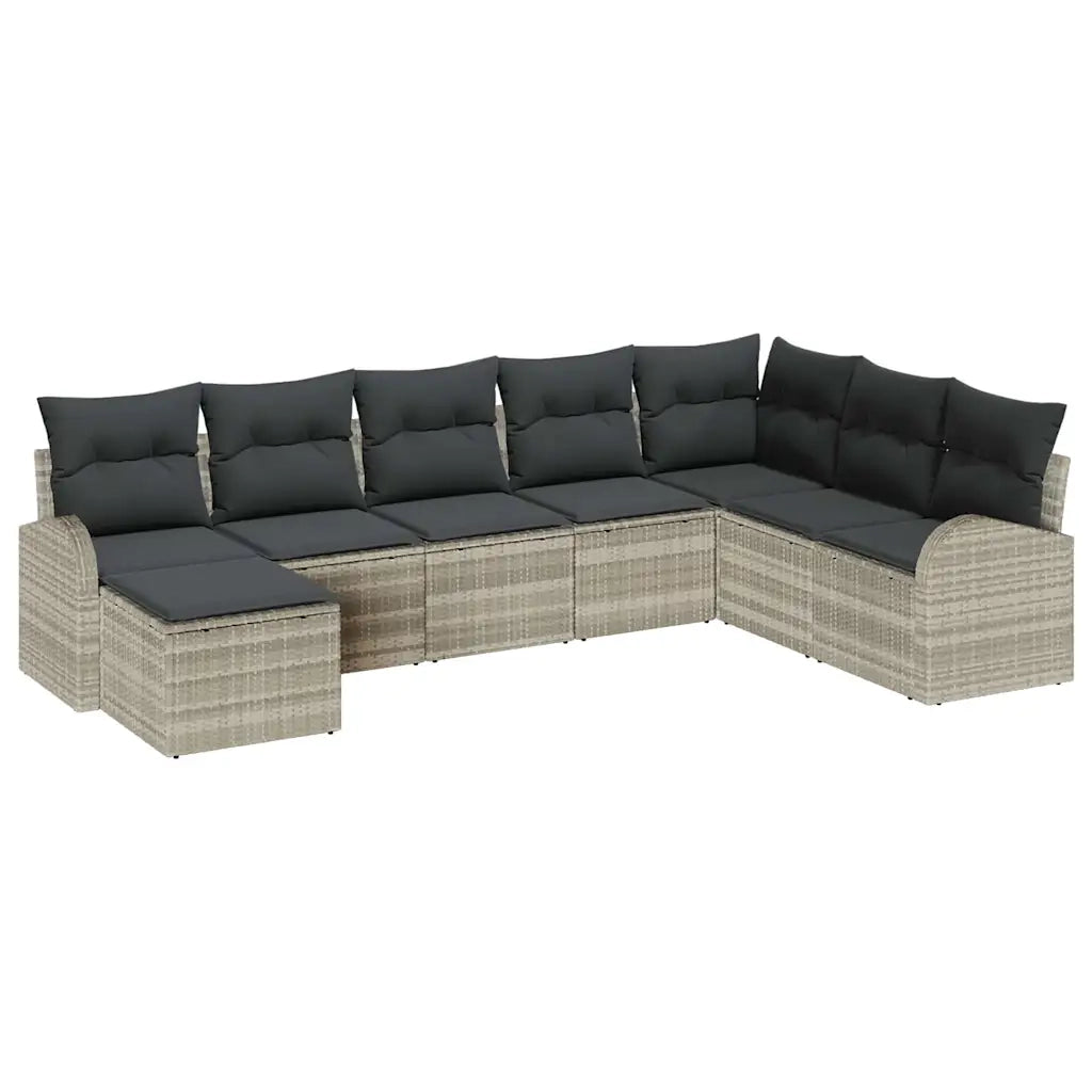 Set Divano da Giardino 8 pcs Grigio chiaro Poly Rattan 3346162