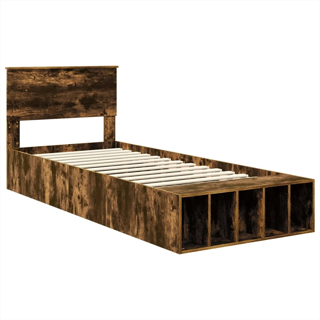 Letto singolo | Letto per adulti | Struttura del letto Rovere fum¨¦ 75 x 190 cm Legno multistrato