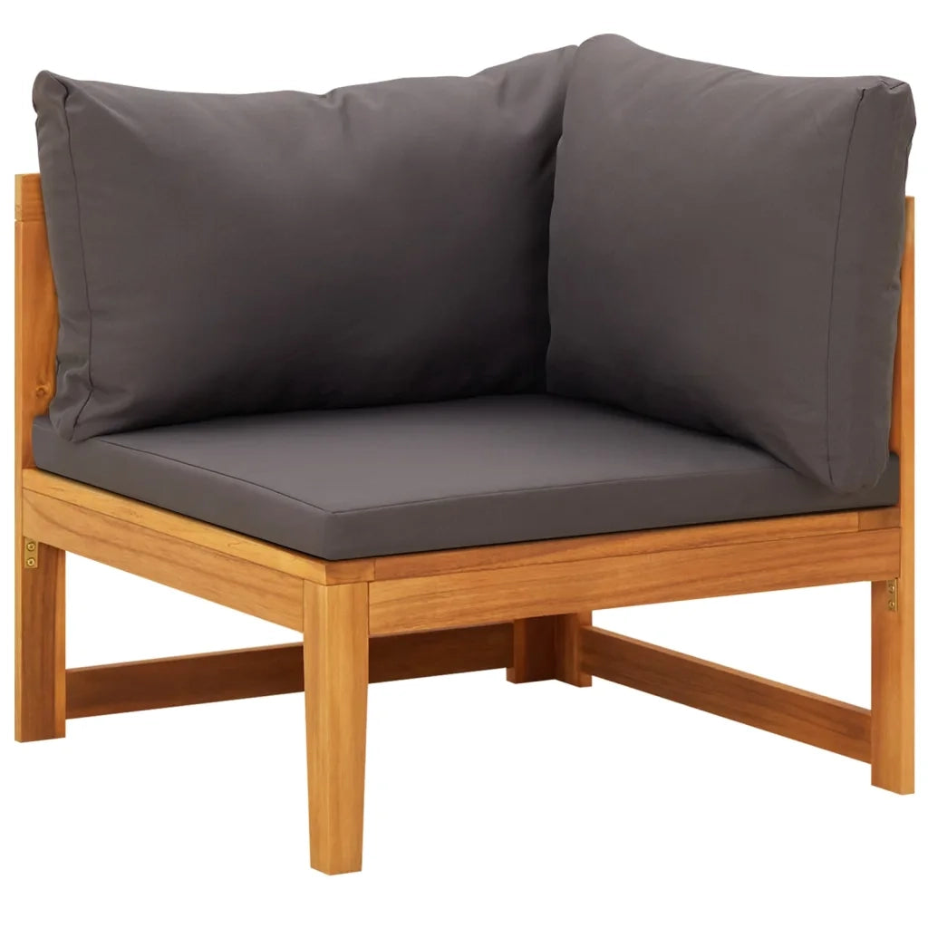 Set Divani Giardino 3 pz | Set Salotto da Giardino con Cuscini Grigio Scuro Legno Acacia