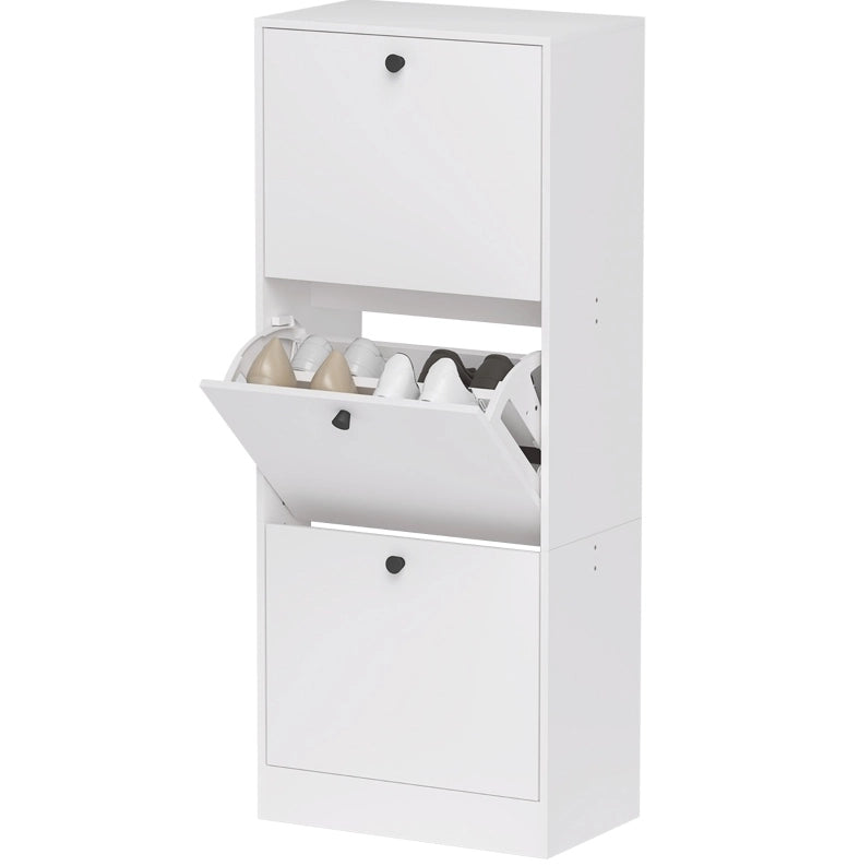 Scarpiera slim 3 ante a ribalta bianca 47x28x115 cm