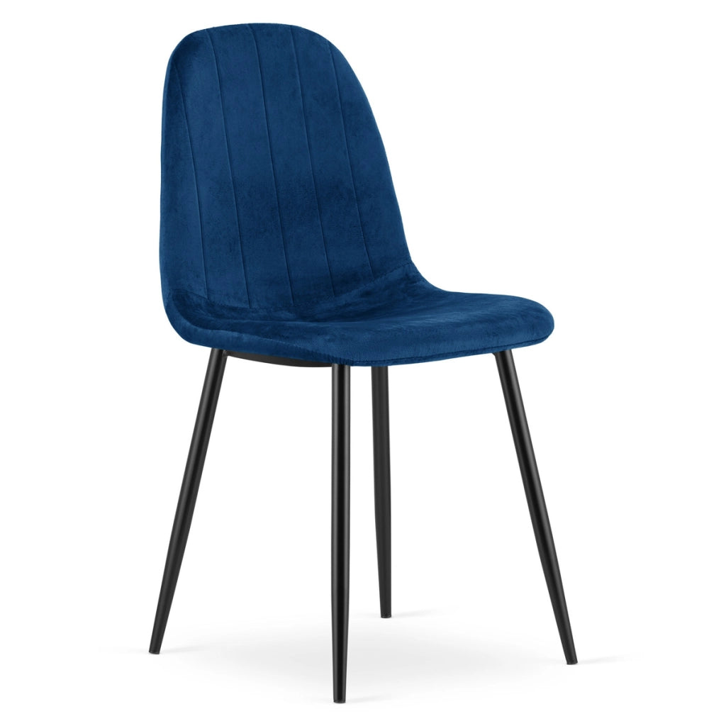 Set di 2 sedie Padva in velluto blu e gambe nere