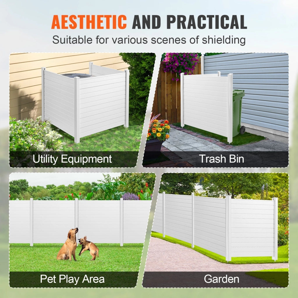 Recinzione Frangivista da Esterno 3 Pannelli in PVC Bianco 1270x1270mm Schermo Privacy per Giardino e Condizionatore