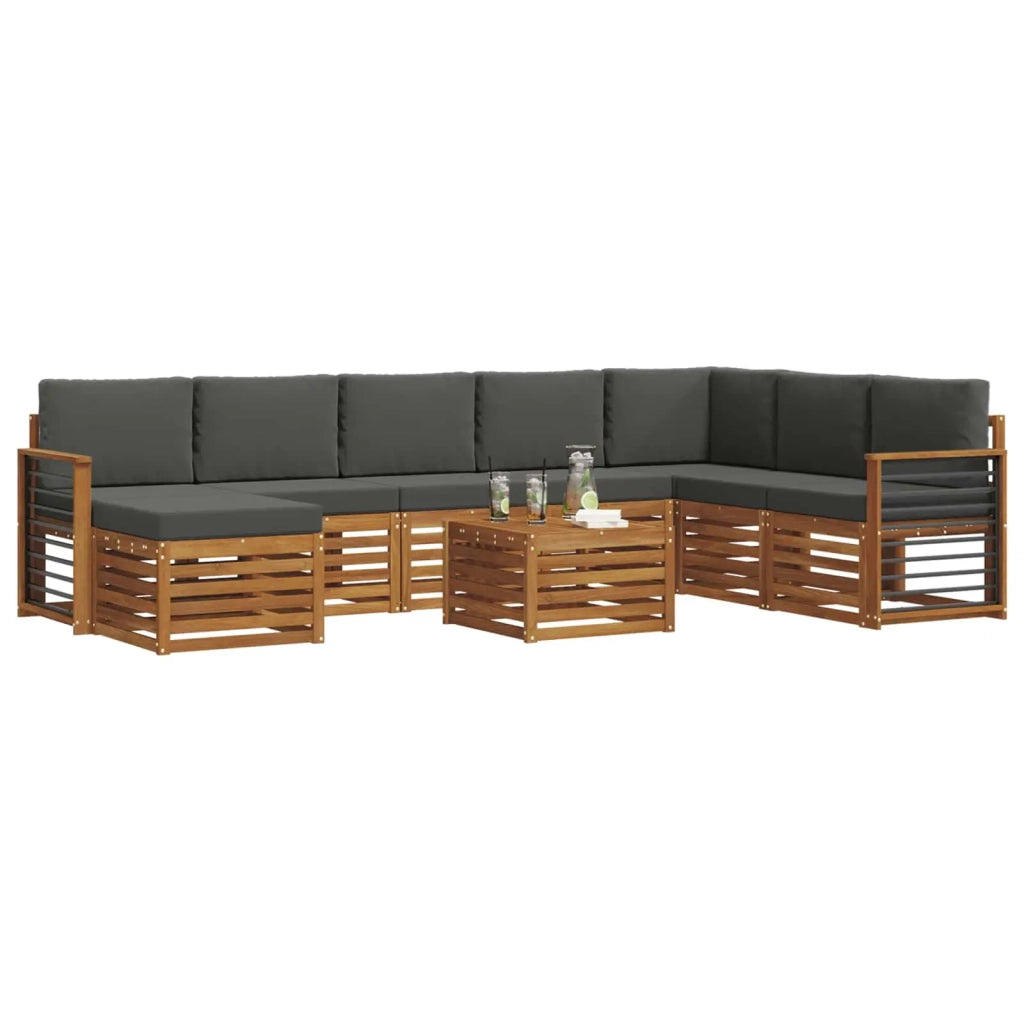 Set divano sezionale con cuscino 9 pcs Naturale e Antracite 3375342