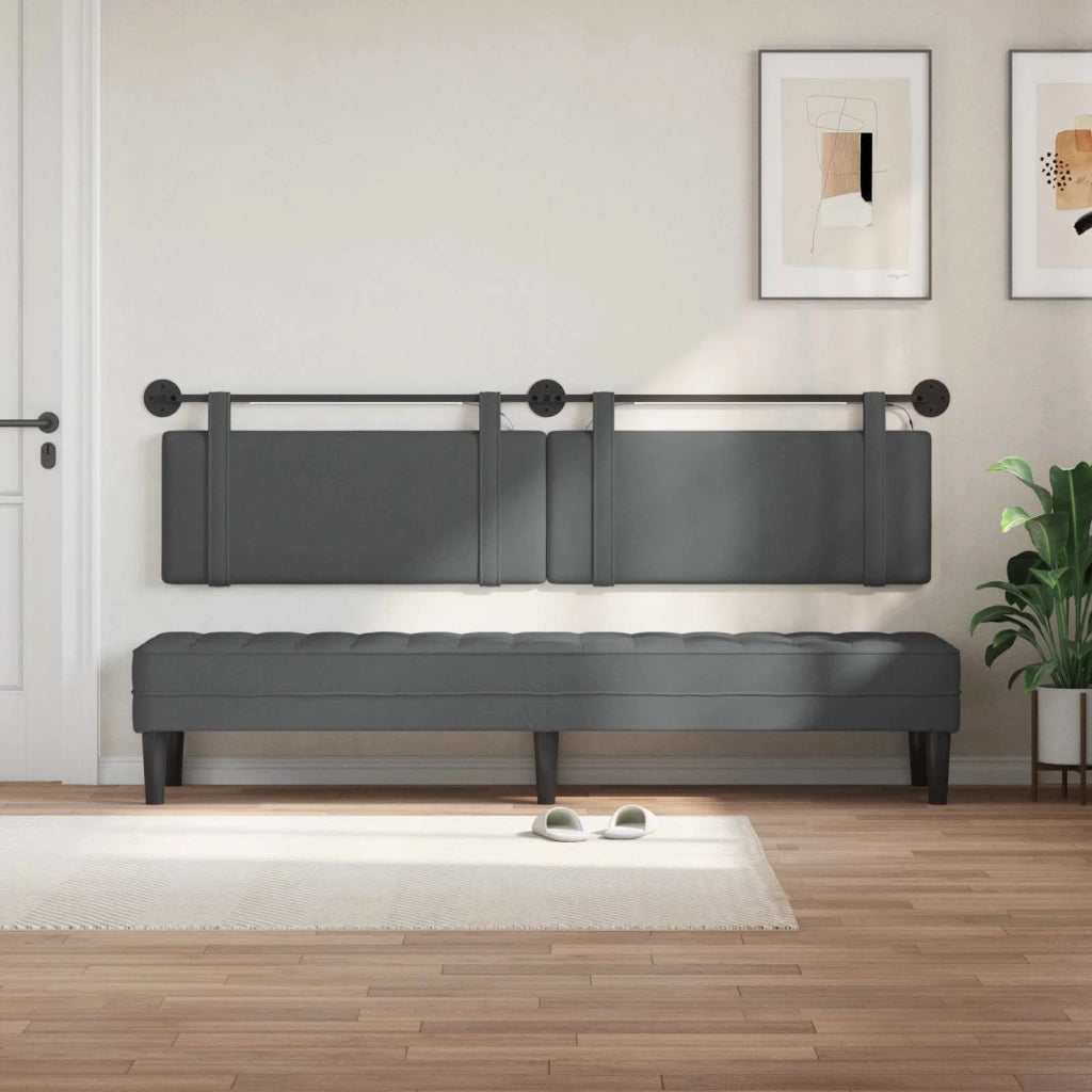 Testiera | Testata sospesa Con luce LED Grigio Scuro Tessuto
