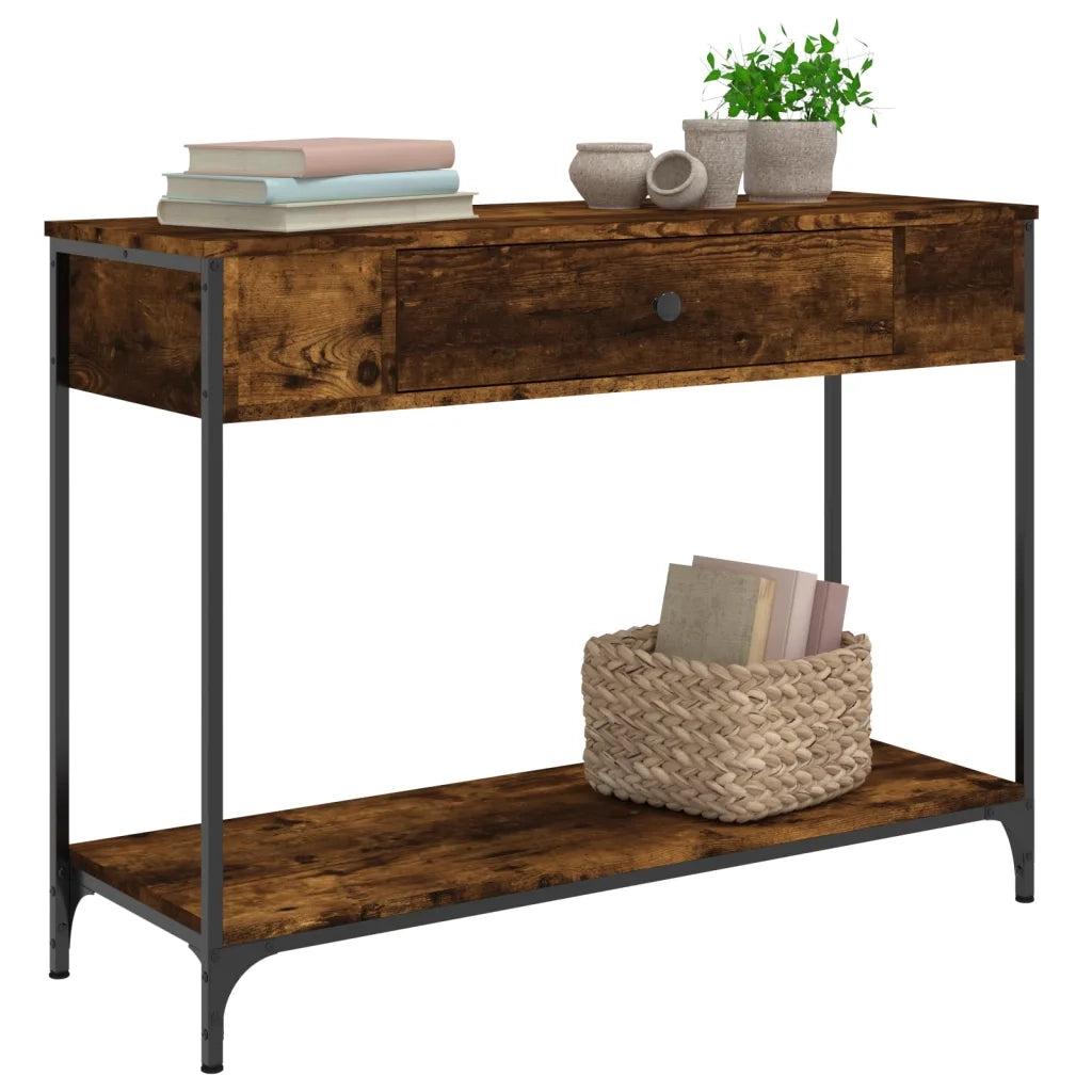 Tavolino Consolle | Tavolo d'Ingresso Rovere Fumo 100x34,5x75cm Legno Multistrato