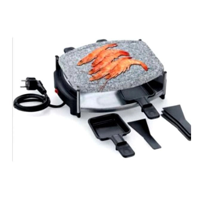 EVA 022758 Samedan Raclette Ovale con Pietra Naturale 4 Persone 500W 4 Tegamini Antiaderenti