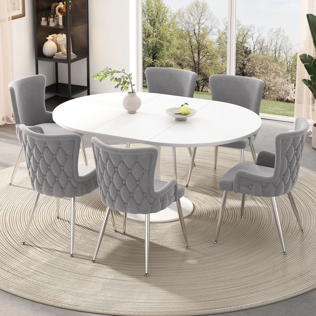 SEDIA in velluto grigio e argento Set da 6 pezzi